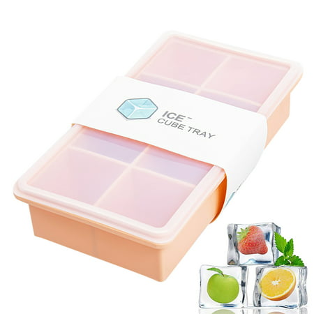 Silicone Ice Tray Bar Pudding Jelly Chocolate Making Mold 8 Ice Cubes with Lid - Uscallm 2022 Orange H#9335-a-H#9335
