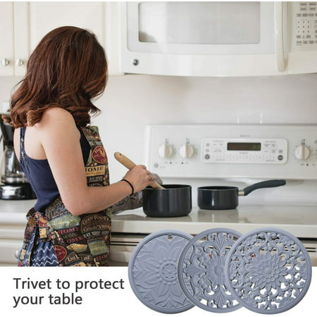 Silicone Trivet Mat Set with 3 Carved Patterns Hot Pot Holder Hot Pads 08HWC15A#14836 2022 the Hot Silicone Trivet Mat