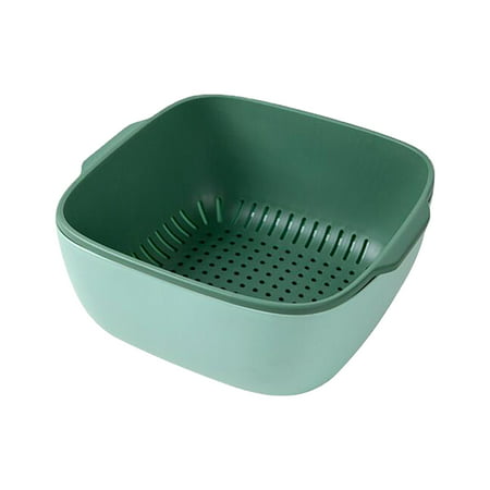 FengLS Household Kitchen Double Layer Vegetable Sink Basket Fruit Basket 09-Decor-10A#18220 Ideal Gift Household Kitchen Double