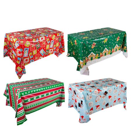 Christmas Tablecloth Disposable Tablecloth Plastic Table Mat Waterproof Tablecloth Geometric Stripe Printed Tablecover Christmas Party Dining Tablemat