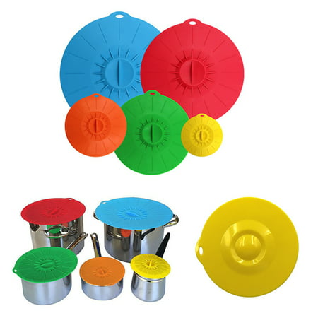 5PC Lid Silicone Plastic Wrap Cover Microwave Oven Refrigerator Fresh Bowl Seal - 2022 New 5PC Lid Silicone 81DD2-#3619