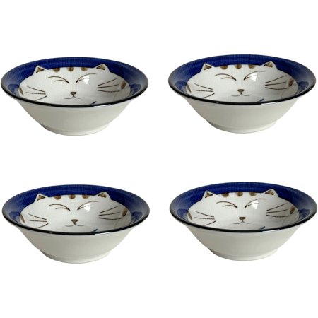 2564  Japanese Small Porcelain Sauce Dipping Bowl Dessert Bowl Rice Bowl Appetizer Bowl Snack Bowl  Blue Color Maneki Neko Smiling Lucky Cat Pattern  