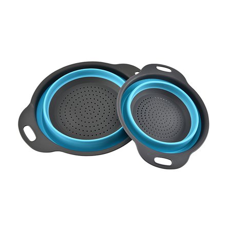 Buodes Kitchen Sets for Home Oil Dispenser Bottle for Kitchen Collapsible Strainer Strainer Basket with Collapsible Handle Blue Basin Silicon