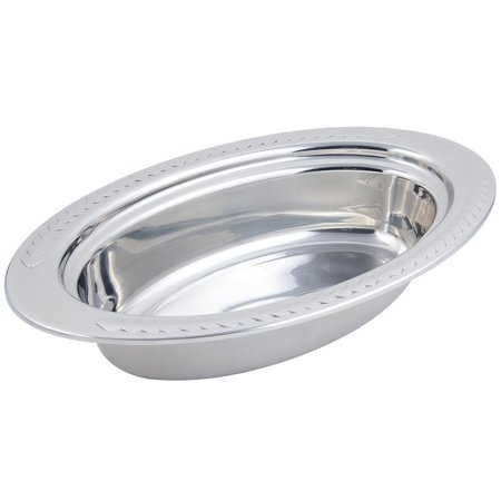 Bon Chef 5499 19  X 11  X 4  Stainless Steel 6 Qt. Oval Laurel Design Food Pan