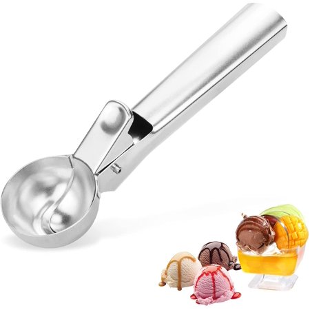 Ice Cream Scoop with Trigger by Plolished Smooth Surface and Premium Stainless Steel  Easy to Release Perfect Ice Cream Balls