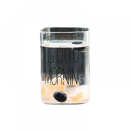 Drinking Glasses 8.5 Oz  Good Morning Square Milk Glass Glassware for Water  Juice  Beer  Drinks  and Cocktails and Mixed Drinks Glass Drink Tumblers