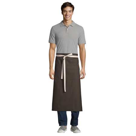 Uncommon Threads 3119 Dark Brown Customizable 100% Cotton Canvas Marvel Bistro Apron with Natural We