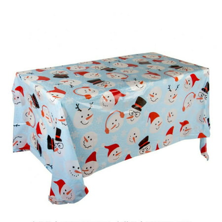 Christmas Tablecloth Disposable Tablecloth Plastic Table Mat Waterproof Tablecloth Snowman Printed Tablecover Christmas Party Dining Tablemats Spill-r