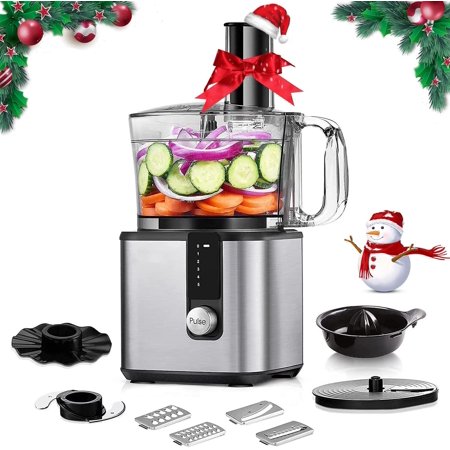 [2021] Food Processor - 7-in-1 Multifunctional 8 Cup Food Processor Vegetable Chopper  750W  5 Variable Speeds & Pulse for Chopping  Slicing  Fine/Coa