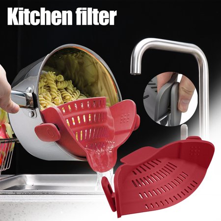 Usupdd Kitchen Gizmo Strain Strainer - Gray Clip on Silicone Colander Fits All Pots and Bowls Usupdd WAA220816-4081