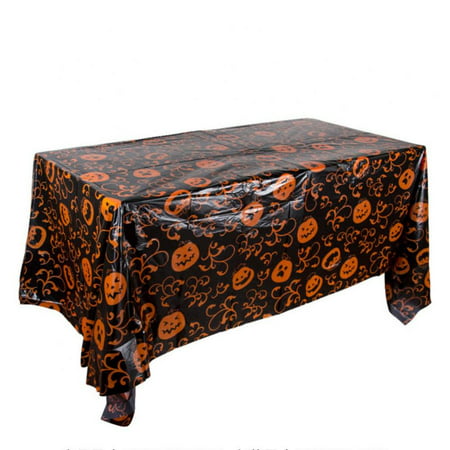 Halloween Tablecloth Disposable Table Mat Waterproof Tablecloth Pumpkin Printed Table Cover Halloween Party Dining Tablemats Spill-resistant Table Cov