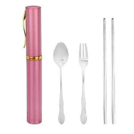 Portable Folding Travel Dinnerware Set Stainless Steel Tableware Camping Tools - 2022 New Portable Folding Travel 81DD2-#3439