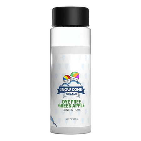 Dye Free Green Apple Snow Cone and Shaved Ice Flavor Concentrate | 4oz | Add Sugar and Water to Make 1 Gallon of Syrup | Snow Cone Dreams