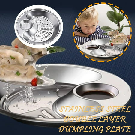 2022 Newest Round Draining Dumpling Plate Stainless Steel Dumpling with Immersion Plates LJ-C#41119 Round Draining Dumpling