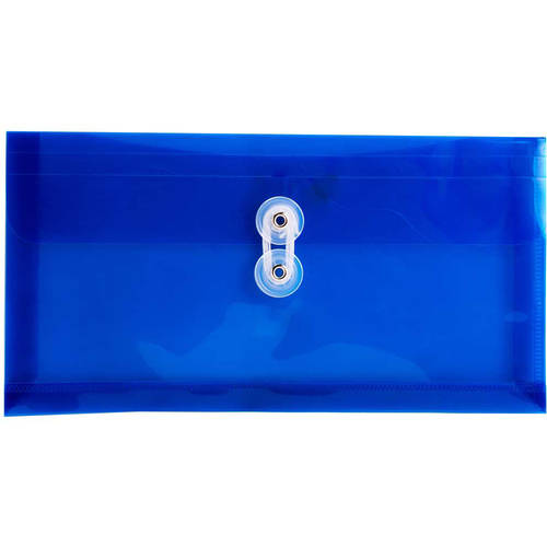 JAM Paper #10 Plastic Business Envelope with Button and String Tie Closure, 5 1/4