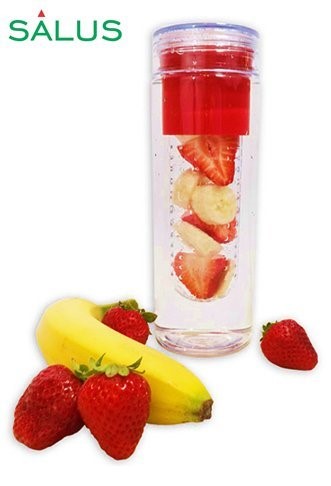 Salus Infusion Water Bottle, Tritan Fruit Infuser for Naturally Flavored Fresh Drinking Water, Multi-purpose with Lid Bpa-free, 25 Oz, Reddish Orange