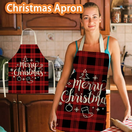 DDgui New Upgraded 1pc Parent Adult the Family Kitchen Christmas Print Linen Family Aprons DDgui WAA220921-8306