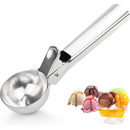 Jungchiali Ice Cream Scoop with Trigger  Cookie Scoop  Premium Stainless Steel  Easy to Release  Polished Smooth Surface and Comfortable Handle  Perfe