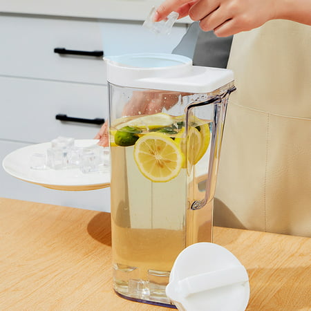 Cold Kettle with Lid  Eco-Friendly Carafes Mix Drinks Water Jug for Hot/Cold Lemonade Juice Beverage Jar Ice Tea Kettle  White  Uscallm #5104