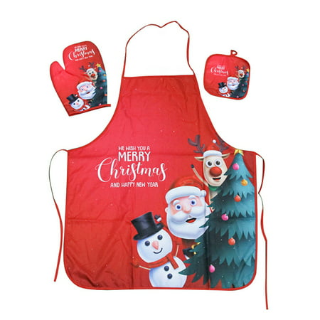 Miximx Christmas Home Furnishing Fabric Apron Heat Insulation Gloves Heat Pad 1 Set - Gifts Ltz MiximxChristmas Home Furnishing a-a#9335