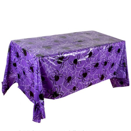 Halloween Tablecloth Disposable Table Mat Waterproof Tablecloth Spiders Printed Table Cover Halloween Party Dining Tablemats Spill-resistant Table Cov