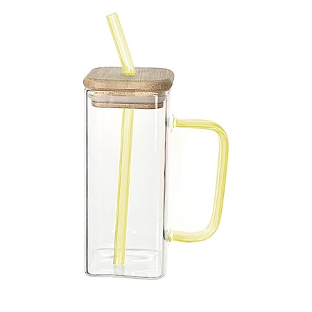 Rinking Glass with Lid and Glass Straw 14 Oz Glasses Set of 1 Clear Tall Glass Cups for Water  Juice  Beer  Drinks  and Cocktails and Mixed Drinks
