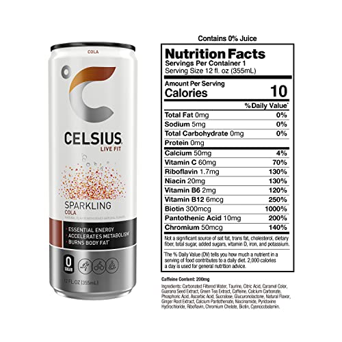 CELSIUS Sparkling Cola, Functional Essential Energy Drink 12 Fl Oz (Pack of 12) thumbnail
