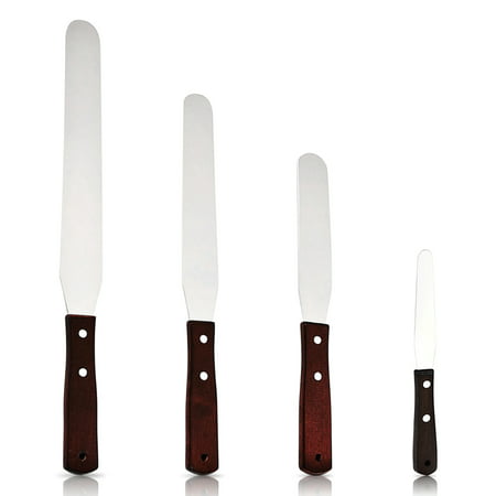 Redempion Icing Spatula Baking Cake Frosting Scraper Cream Tools Chocolate Butter Wooden Handle Scraper Smoother Supplies Type 1 4pcs
