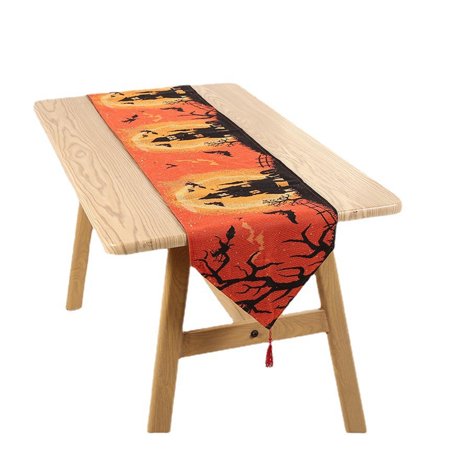 Fall Decor Clearance Pumpkin Spider Cotton and Linen Embroidery Table Runner Tablecloth