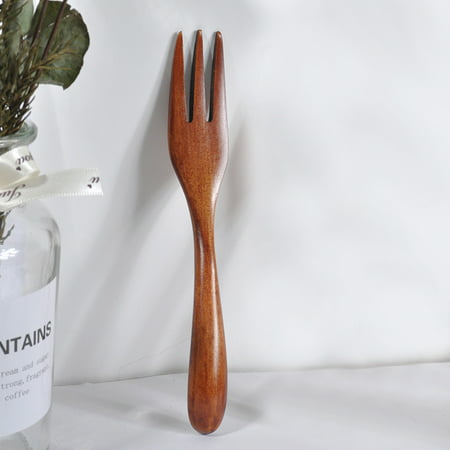 Wooden Spoon Fork Bamboo Kitchen Cooking Utensil Tools Soup-Teaspoon Tableware - Wooden Spoon Fork a#2658