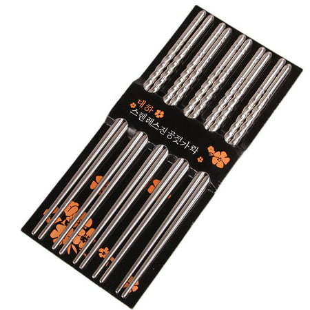 DDgui Chopsticks 5 Pair Metal Reusable Korean Chinese Stainless Steel Chop Sticks - 2022 New Toys Chopsticks 5 a-a#2289 DDgui 220919-2289