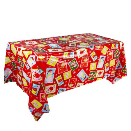 Christmas Tablecloth Disposable Tablecloth Plastic Table Mat Waterproof Tablecloth Snowman Printed Tablecover Christmas Party Dining Tablemats Spill-r