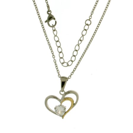 Hallmark Steel Two Tone Cz Pend
