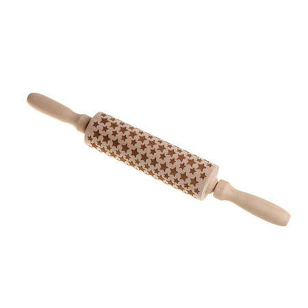 MIANHT Christmas Rolling Pin Engraved Carved Wood Embossed Rolling Pin Kitchen Tool - 2022 Christmas Rolling Pin P-#3323