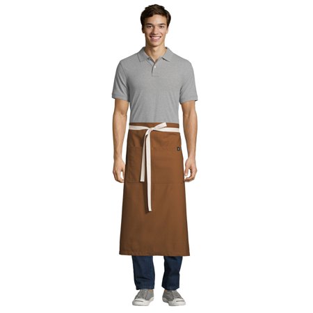 Uncommon Threads 3119 Walnut Customizable 100% Cotton Canvas Marvel Bistro Apron with Natural Webbin