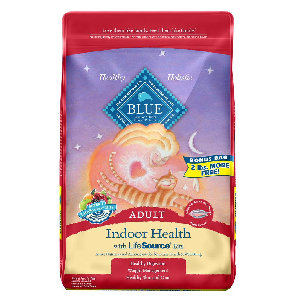 Blue, Indoor Health Salmon and Brown Rice Indoor Adult Cat Food Size: 17 Lb Bonus Bag