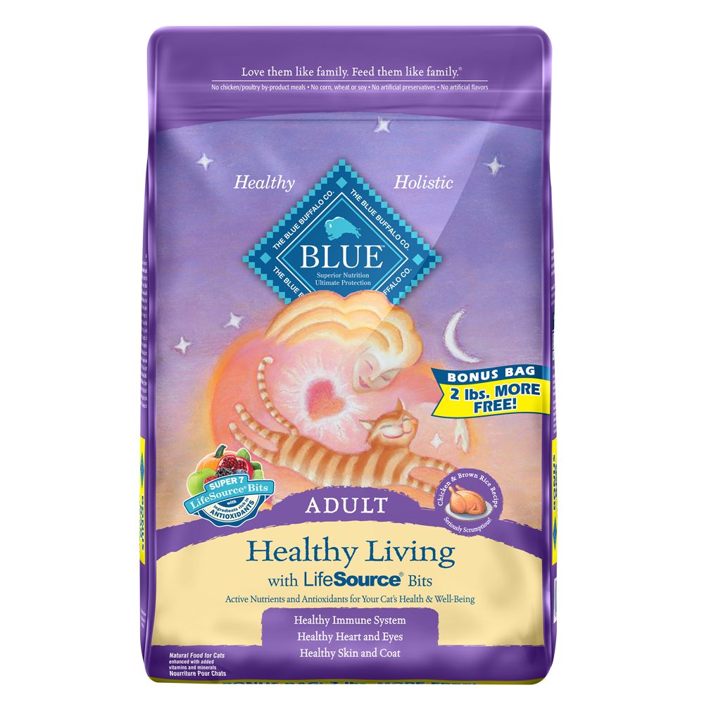 Blue, Healthy Living Chicken and Brown Rice Adult Cat Food Size: 17 Lb Bonus Bag