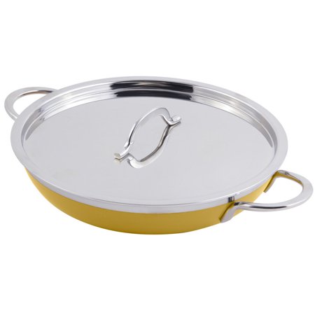 Bon Chef 60305 Classic Country French Collection 2 Qt. 12 Oz. Yellow Saute Pan / Skillet with Cover