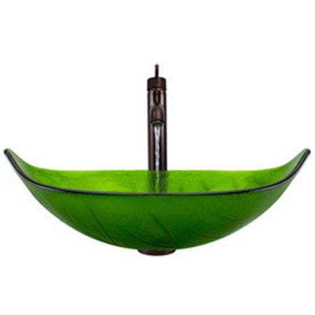 609 Colored Glass Vessel Sink, with Oil-Rubbed Bronze Vessel Faucet, Sink Ring, and Vessel Pop-up Drain (718)