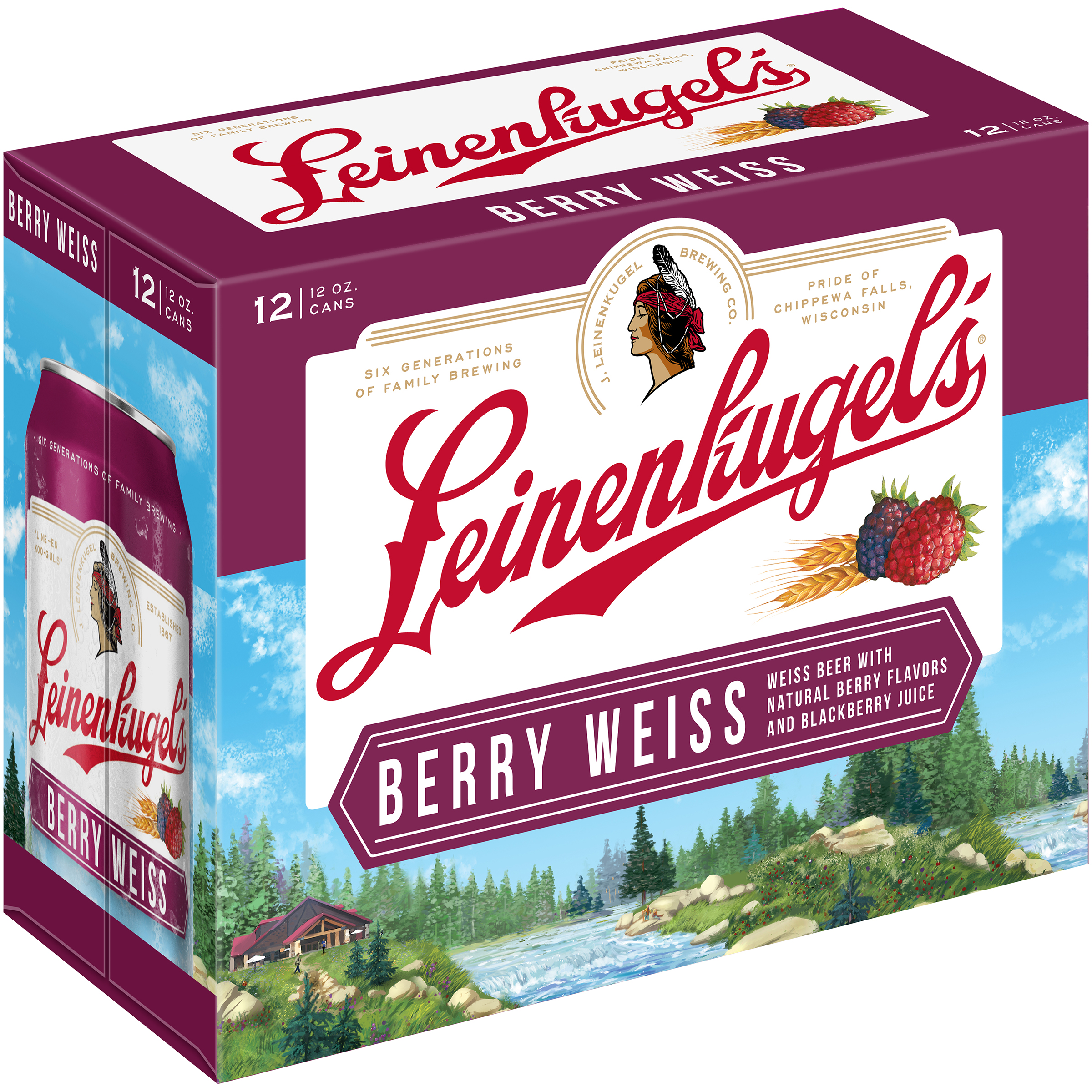 Leinenkugel's Berry Weiss Beer, 12 Pack, 12 Fl. Oz. Cans, 4.7% ABV