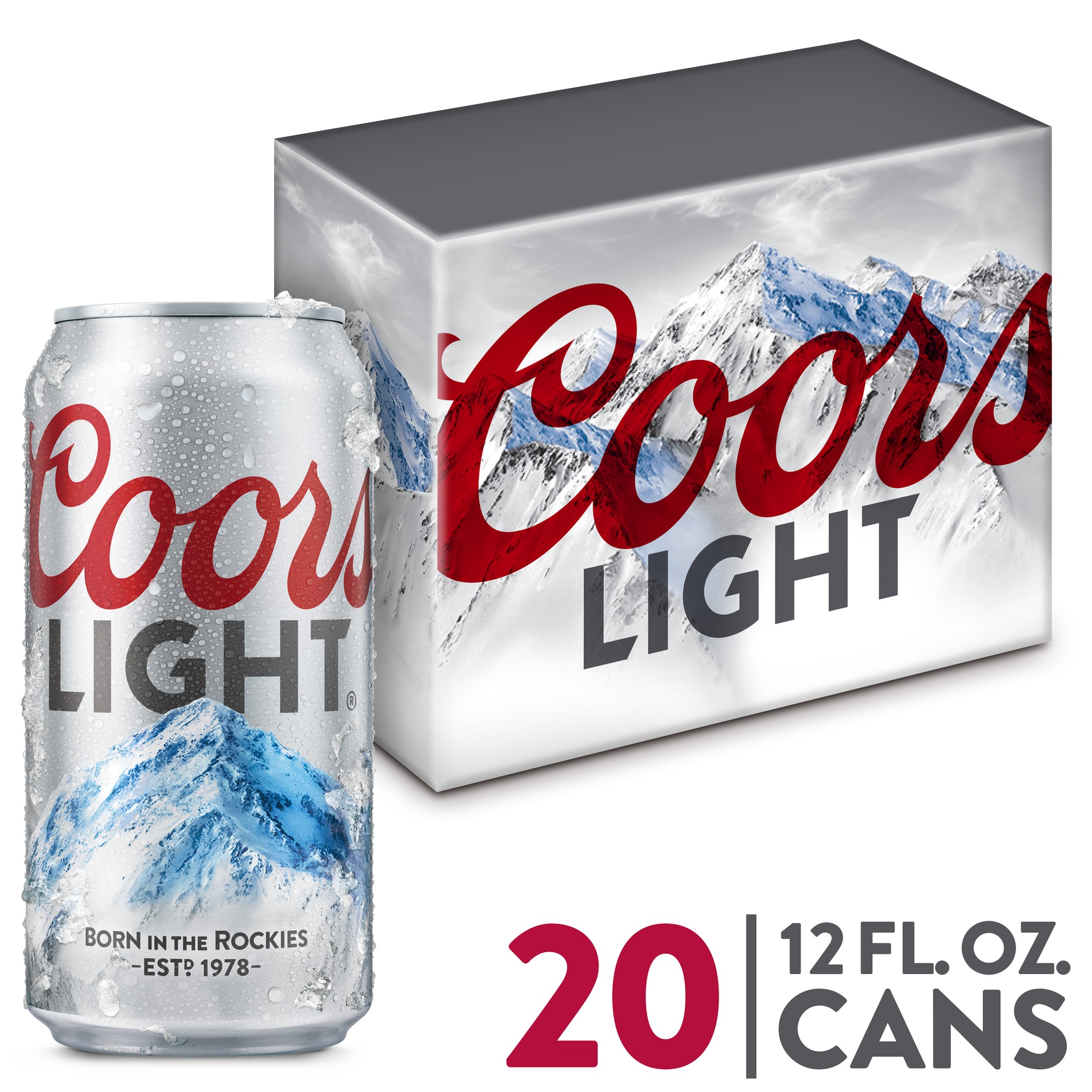 Coors Light Beer, American Light Lager, 20 Pack, 12 Fl. Oz. Cans, 4.2% ABV