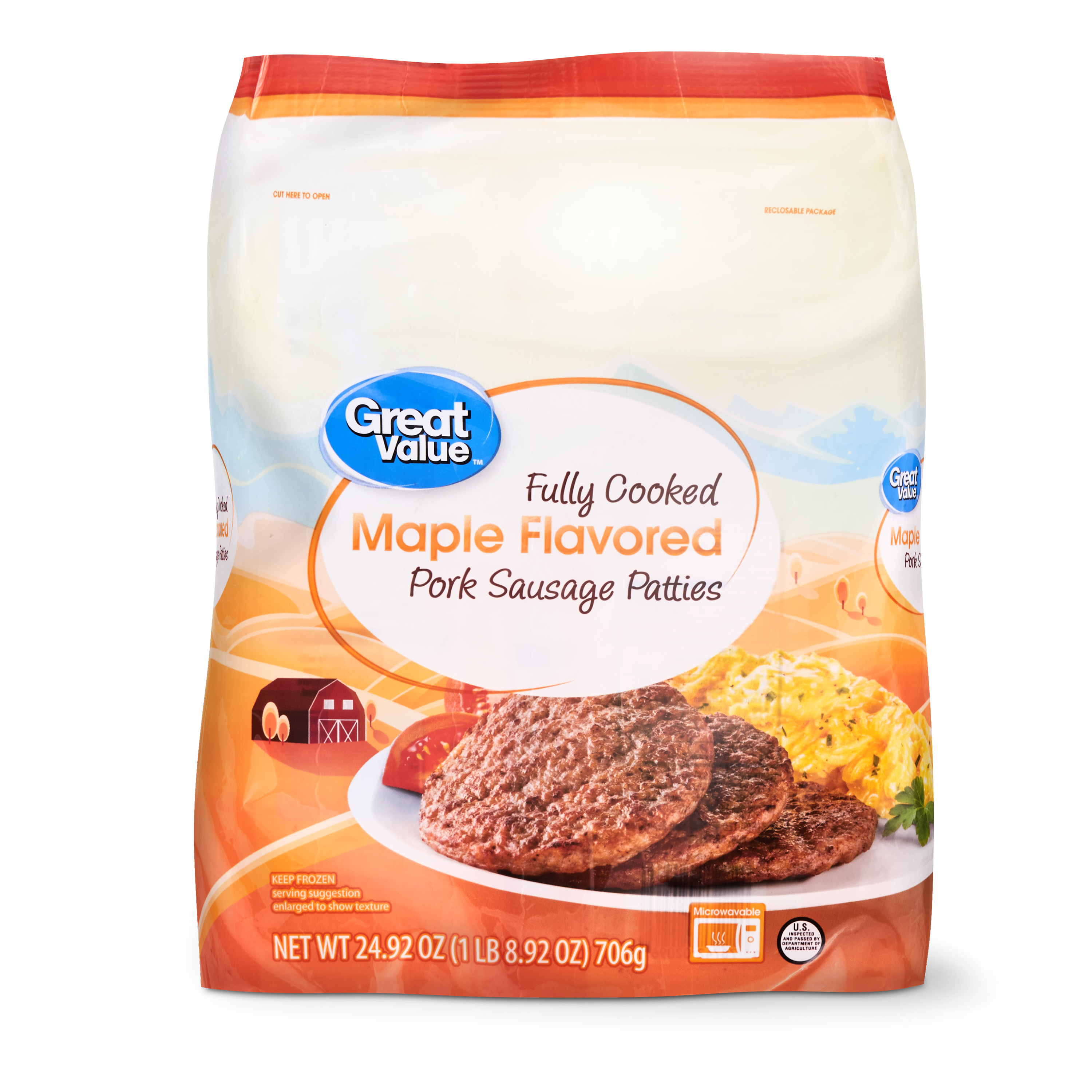 Great Value Maple Flavored Pork Sausage Patties, 24.92 Oz Image