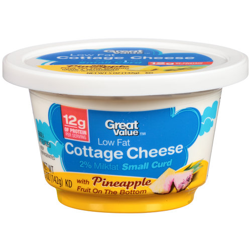 Great Value Low Fat Cottage Cheese with Pineapple Fruit on the Bottom, 5 Oz Image