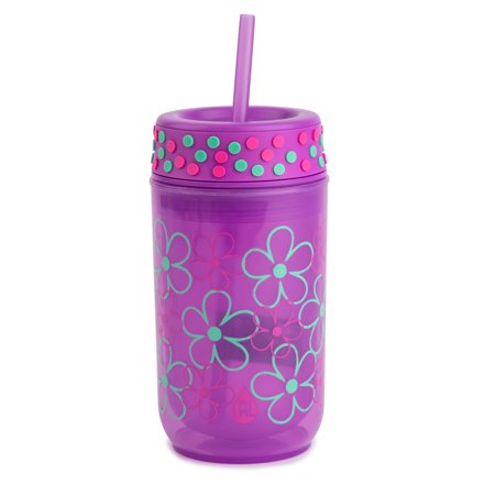 TAL Kids Polypropylene Water Bottle Tumbler with Straw 12 Fl Oz  Purple