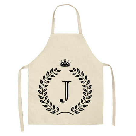 W#4722，Linen Kitchen Apron - Letter Printed Cotton Linen Sleeveless Apron Kitchen，O#4722 ZB1