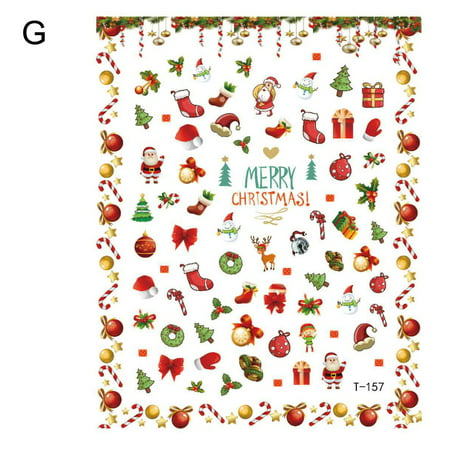 2022 Newest Christmas Nail Sticker 3D Waterproof Adhesive Nail Sticker Christmas Series LJ-C#14836 Christmas Nail Sticker