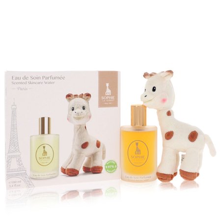 Sophie La Girafe Eau De Soin Parfumee by Sophie La Girafe Gift Set -- 3.4 Oz Scented Skincare Water (Alcohol-Free) + 1 Sophie La Girafe Soft Toy