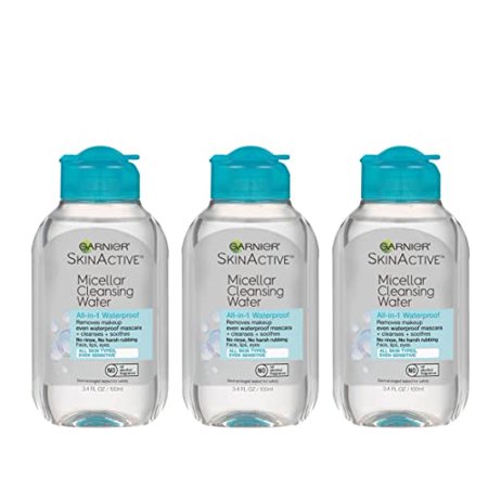 Garnier SkinActive Micellar Cleansing Water  All-in-1 Waterproof Makeup Remover and Facial Cleanser  3.4 Fl Oz  3 Pack