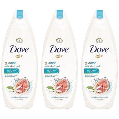 Dove Body Wash - Go Fresh - Restore - with Blue Fig & Orange Blossom Scent - Net Wt. 22 FL OZ (650 ML) per Bottle - Pack of 3 Bottles
