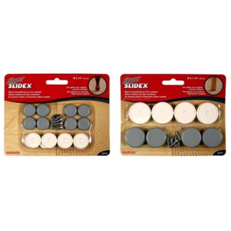 MADICO 23111 Super Slidex - 1.13 in. Round and White Mounting Disc Polytetrafluoroethylene - Rubber Pads - Grey - 5 Packs